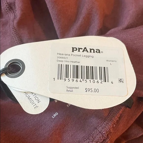 Prana Mid-Rise Heavana Pocket Legging in Deep Vino Heather - Picture 5 of 7